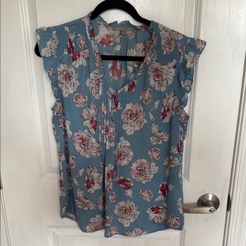 Floral Blue Top by Daniel Rainn
